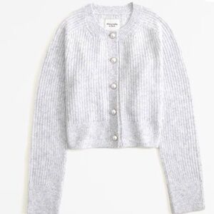 Abercrombie Pearl Button Cardigan, Grey, S